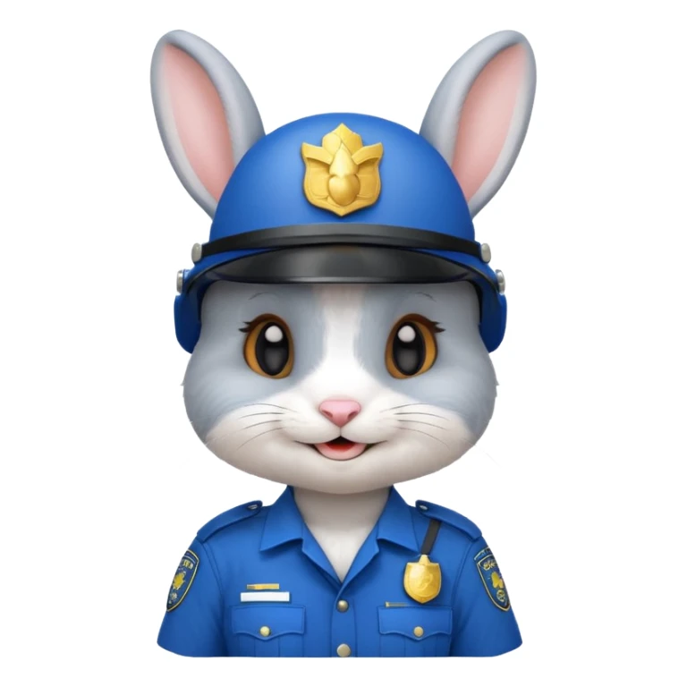 cute Rabbit police, blue uniform including helmet of uniform sticker