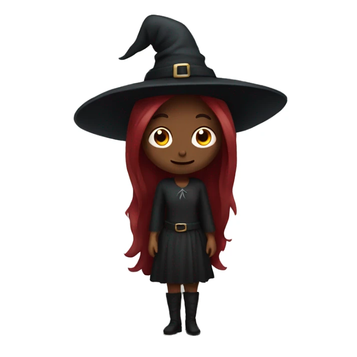 witch with dark red long hair  sticker