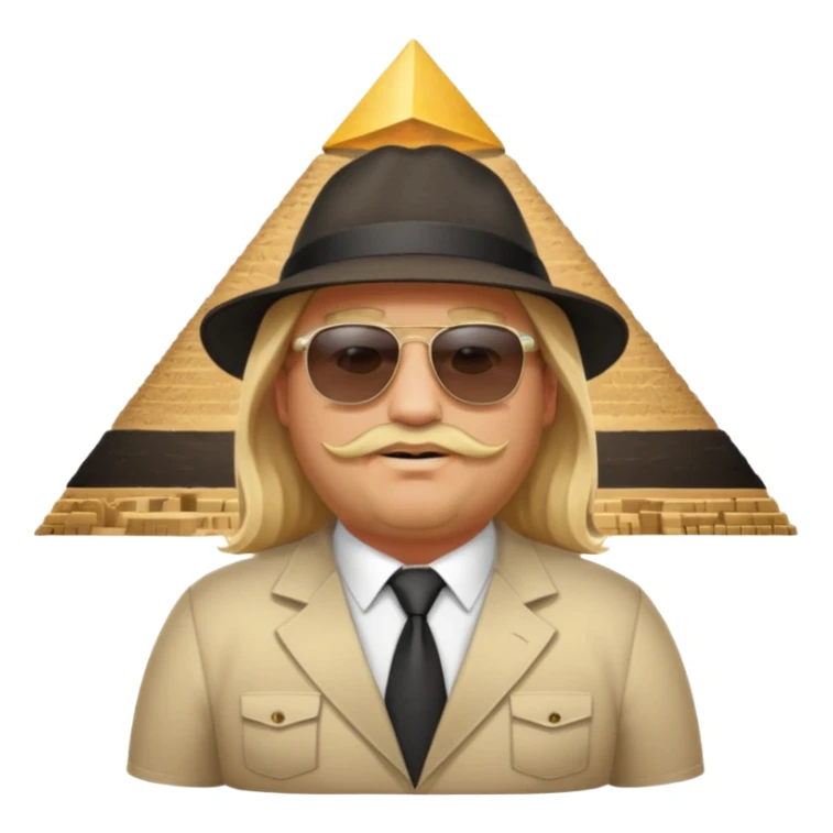 fat male blond long hair agent with short beard in egypt with pyramid.mm sticker