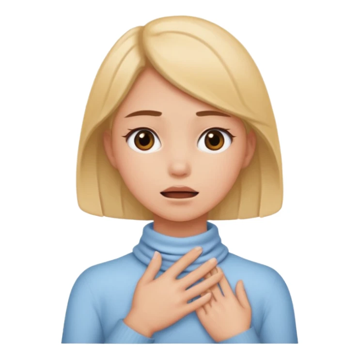 Girl with hand around the neck, pretending to choke herself sticker