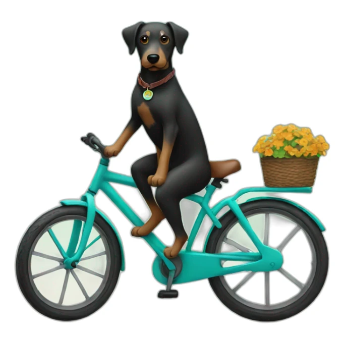 black with brown dog on a turquoise bike sticker
