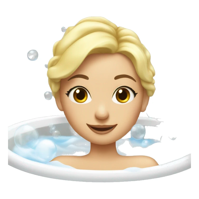 Blonde girl taking a bubble bath in a bath tub sticker