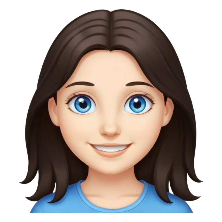 smiling girl with blue eyes long dark brown hair  sticker