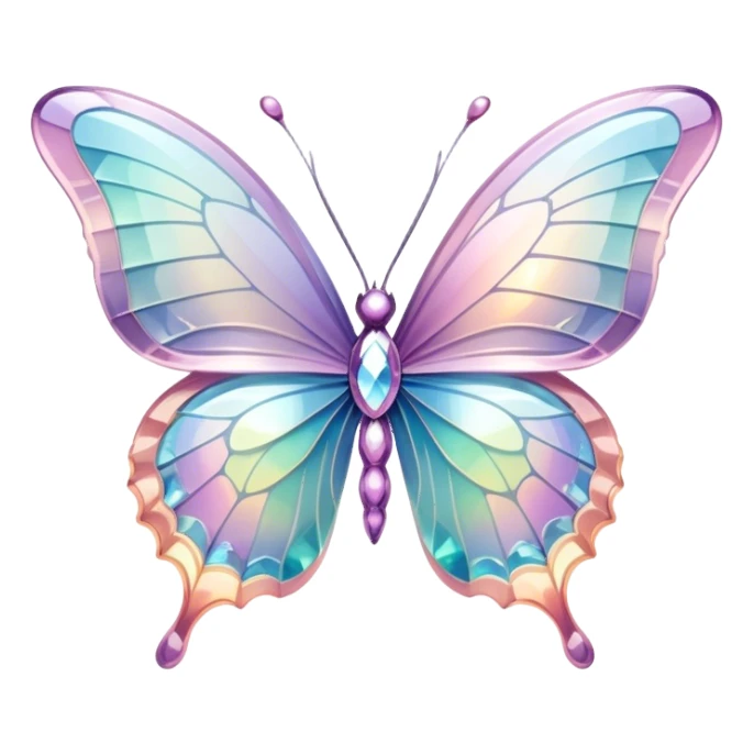 Pastel sparkly iridescent glass crystal butterfly sticker
