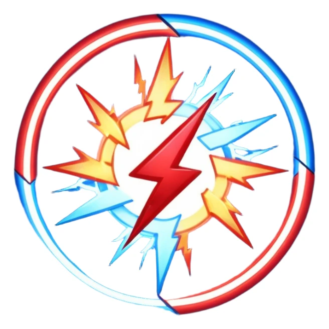 Red and blue lightening in a circle shape with effects like real lightening  sticker