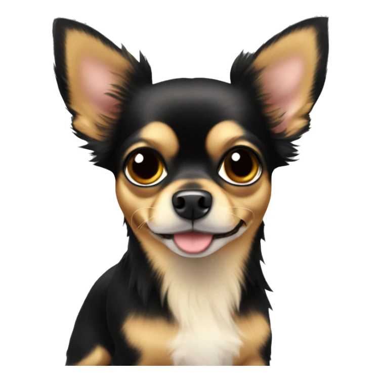 black and tan long-haired chihuahua with heart emoji eyes sticker