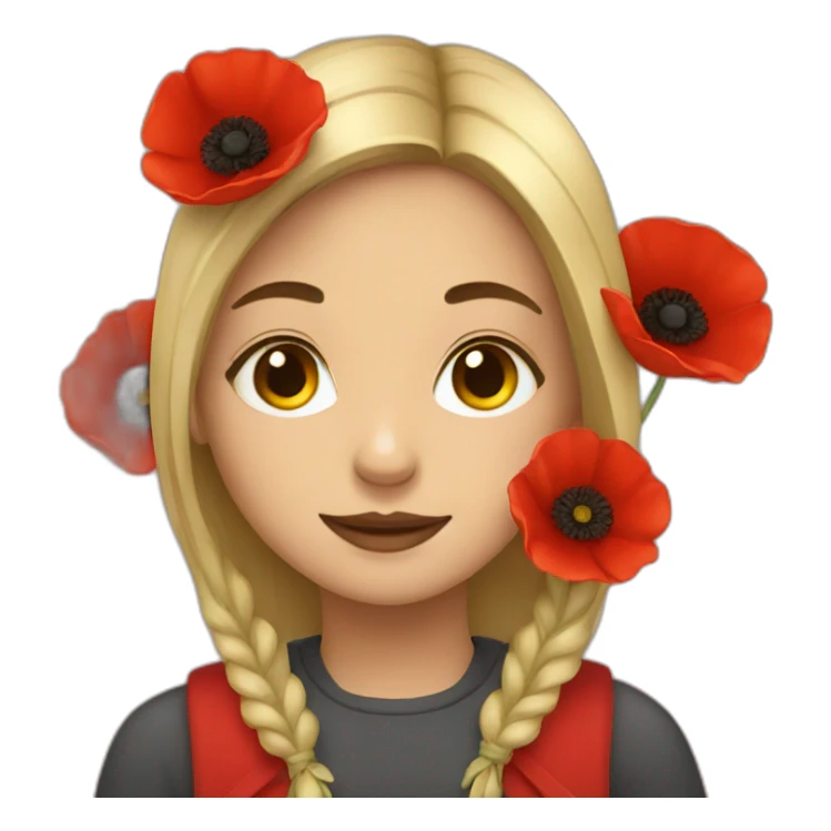 girl with poppies sticker