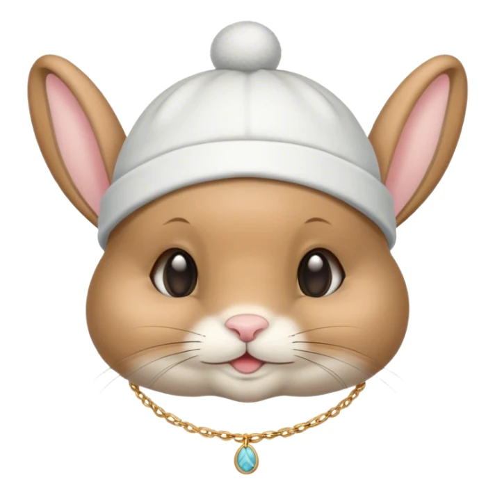 A tan bunny wearing a sleep cap and a necklace that says Barry  sticker