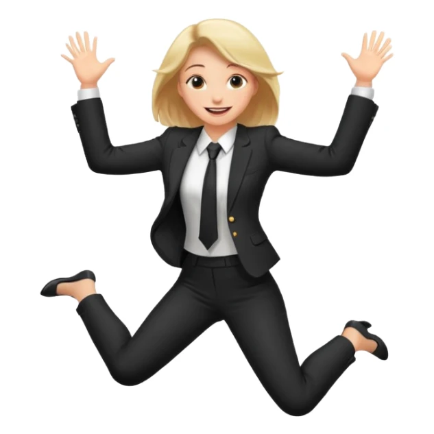 a girl in a formal suit jumps with joy sticker