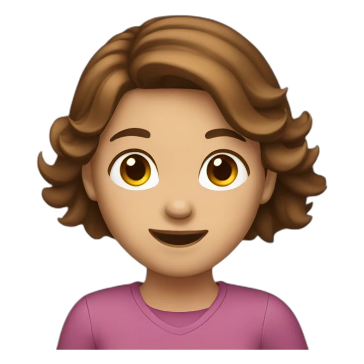 girl with brown hair waving sticker