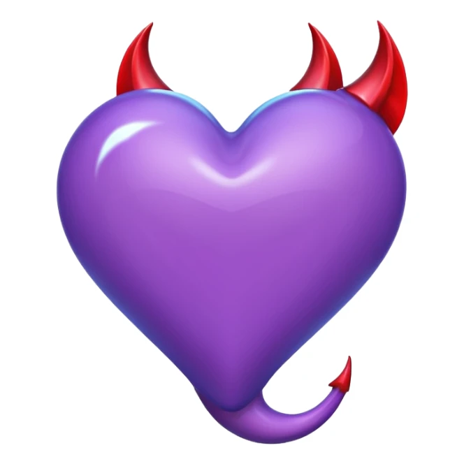 O inima mov,cu trecere spre albastru deschis si coada de drac! sticker