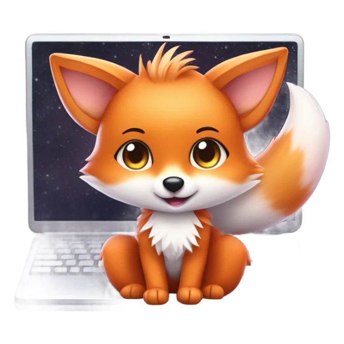 detailled kawaii fox on laptop sticker