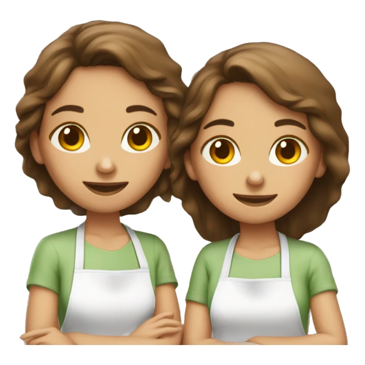 two brown hair girls baking cookies  sticker