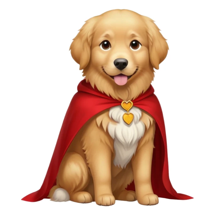 Golden retriever with a red cape full body sticker