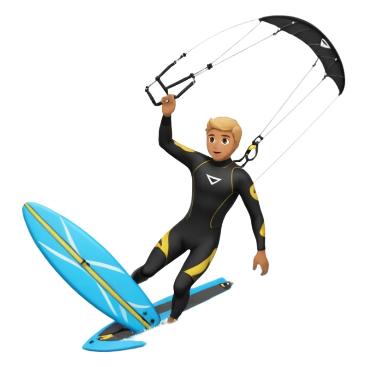 Kiter man con neopreno negro largo en el mar haciendo kite surf y un loop sticker