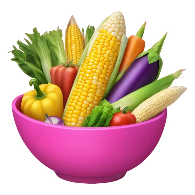 Hot pink bowl of corn on the cob and other vegetables  sticker