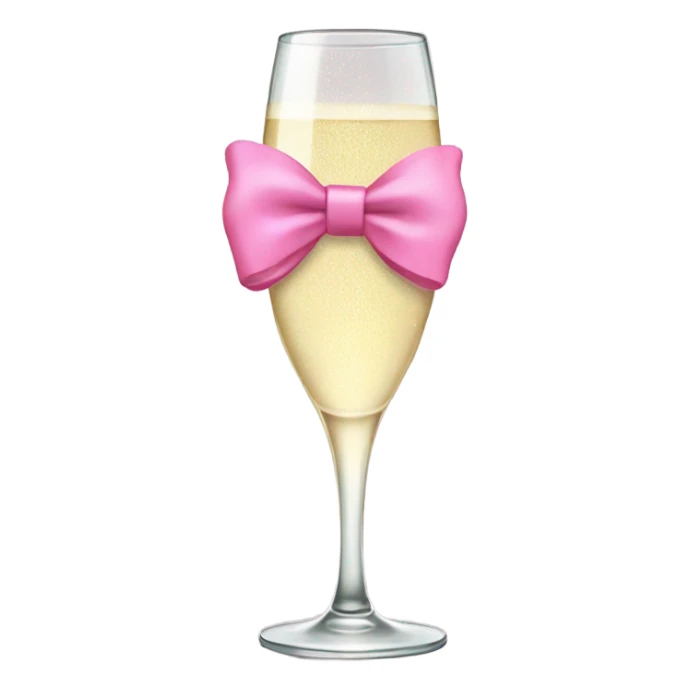 champagne glass with a pink bow sticker