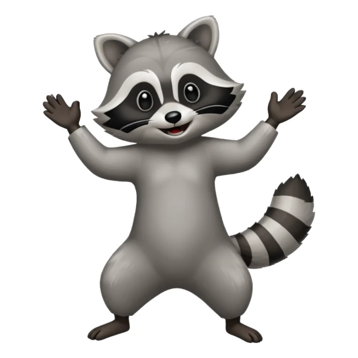 a full body raccoon celebrating / dancing  sticker