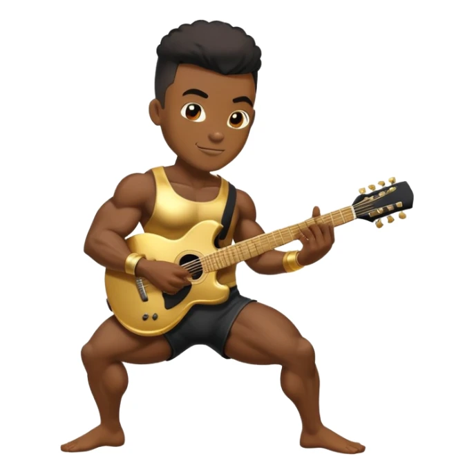 black bodybuilder with gold playing the guitar sticker