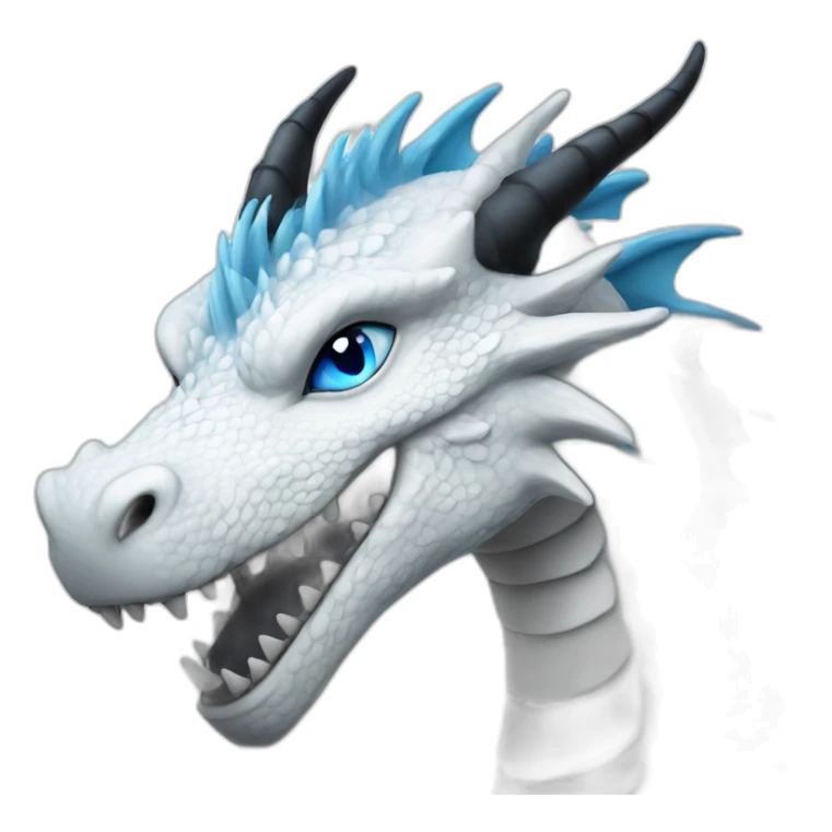 White dragon with black markings with blue eyes sticker