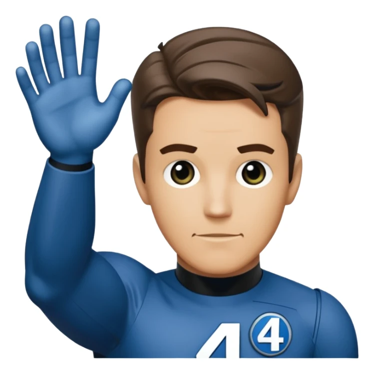 reed richards from fantastic four with the number 4 on chezt sticker