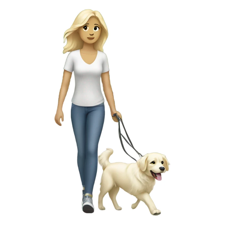 Woman walking a white golden retriever sticker