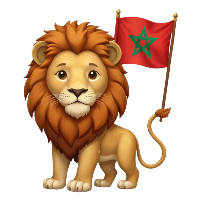 A atlas lion holding a morocco flag sticker