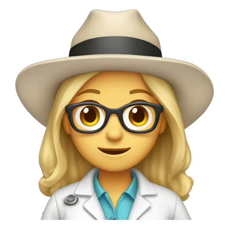 Caucasian Female Lab scientist with a cowgirl hat sticker