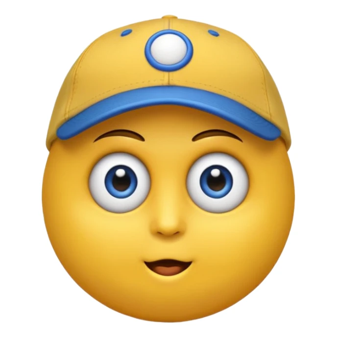 Emoji cara rendonda amarilla con ojos cansado y una gorra de lado sticker