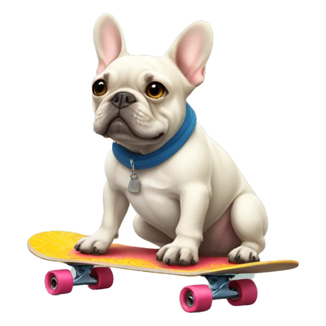 A French bulldog on a skateboard sticker