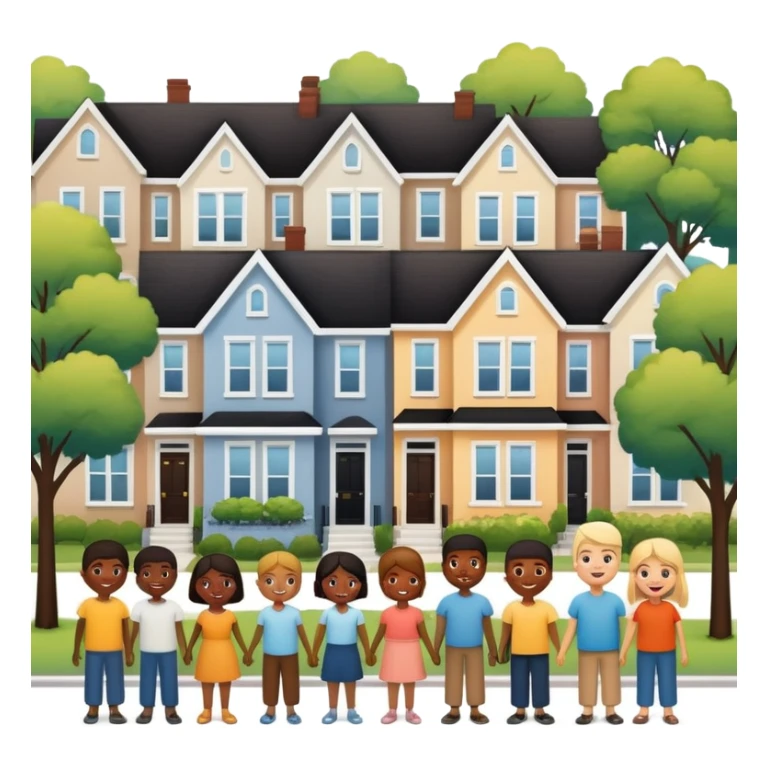 Neighborhood houses with people outside talking sticker