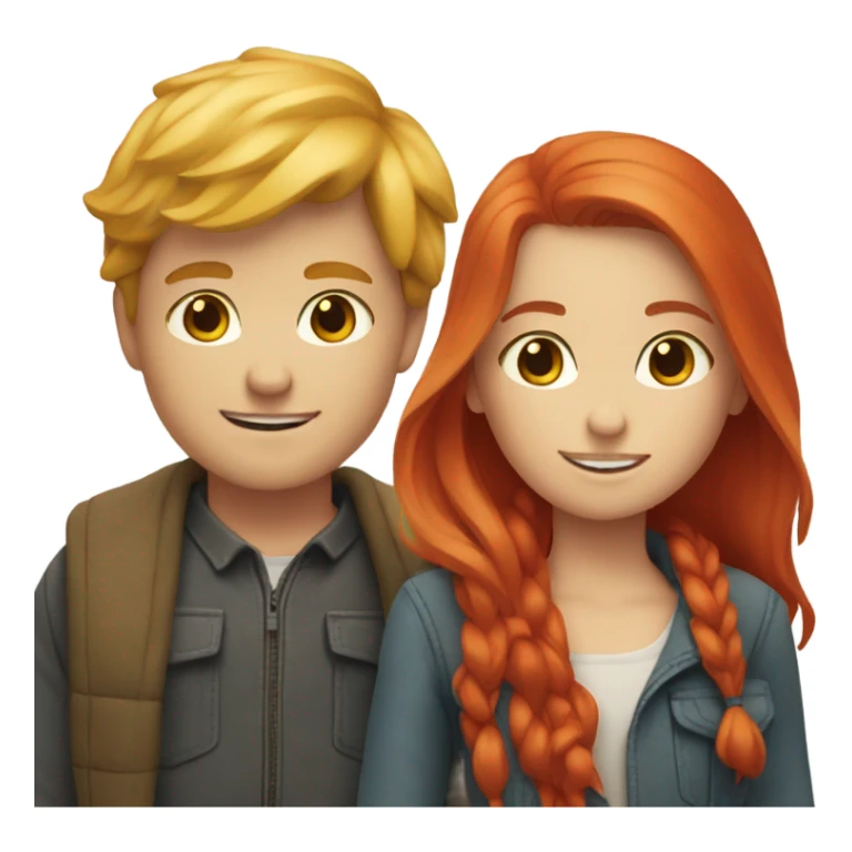blonde girl and red head boy together  sticker