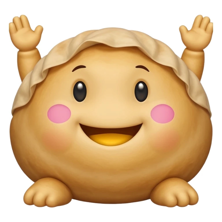dumpling with a smiley face and little arms and legs sticker