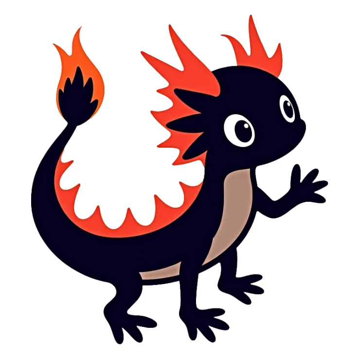 salamander black with fiery red flashes on the scales sticker