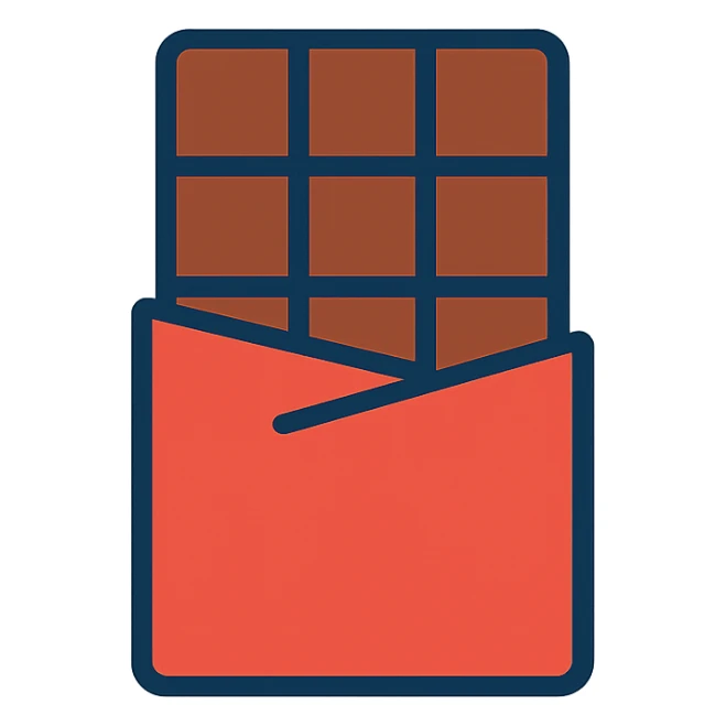 chocolate bar, simple, clear, modern color outline icon sticker