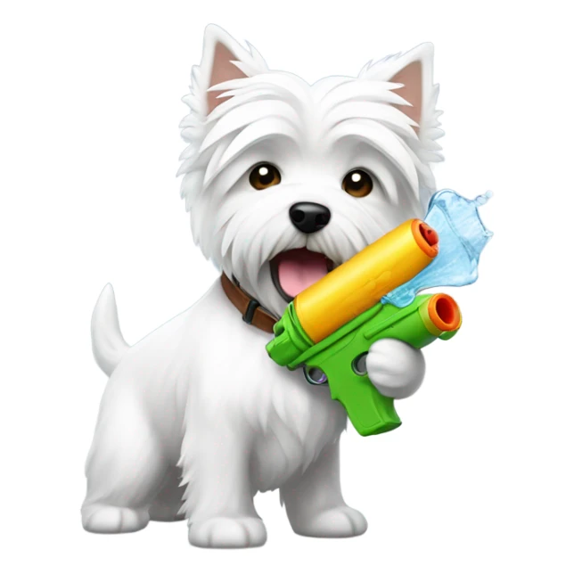 westie with a watergun sticker