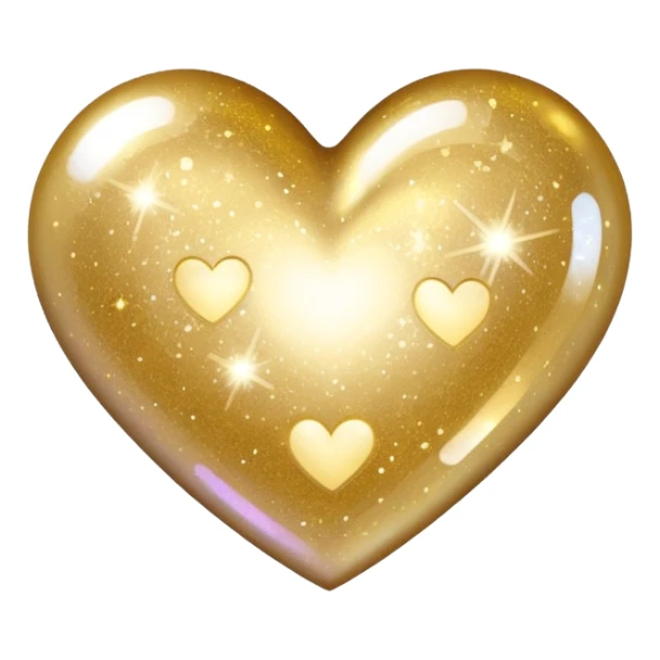Change the glittery silver color heart with a subtle gradient and no border to a glittery gold color heart with a subtle gradient and no border. Keep the background transparent. Maintain the style and subtle gradient effect of the original heart. sticker