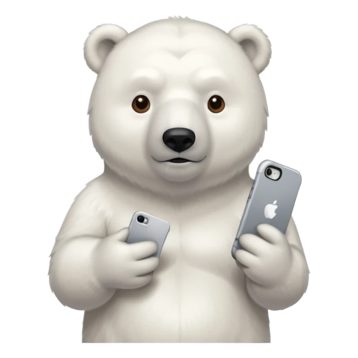 Serious Polar Bear standing body with iphone in hand  sticker