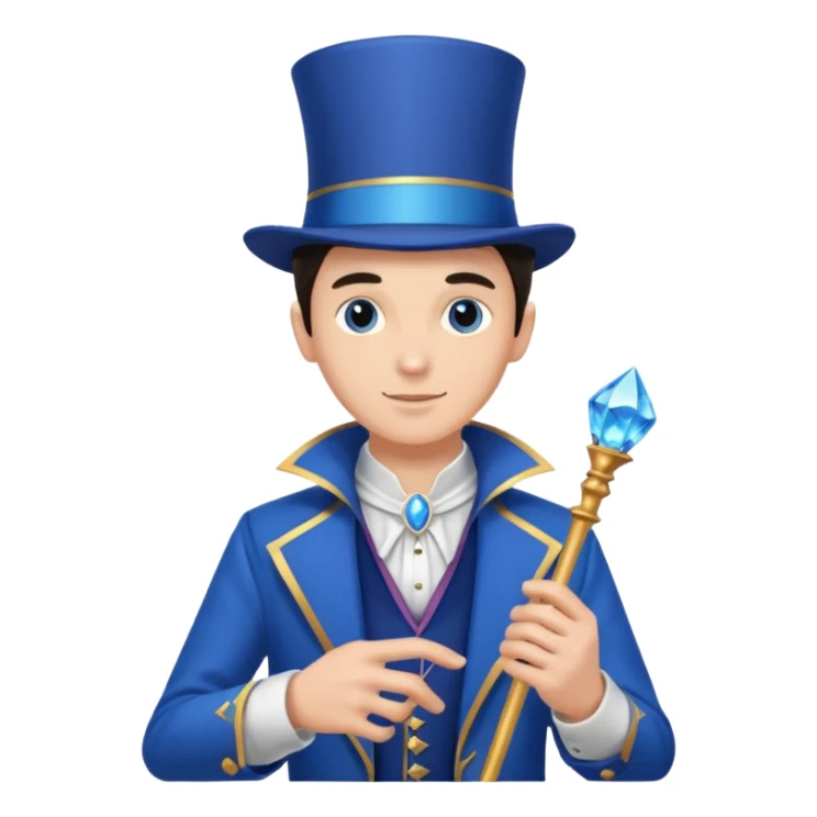 blue colored magician with zepter and blue gem on it sticker