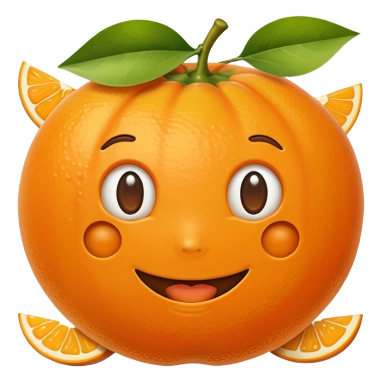 Hermès-style orange fruit, luxury, simple and cute emoji style sticker