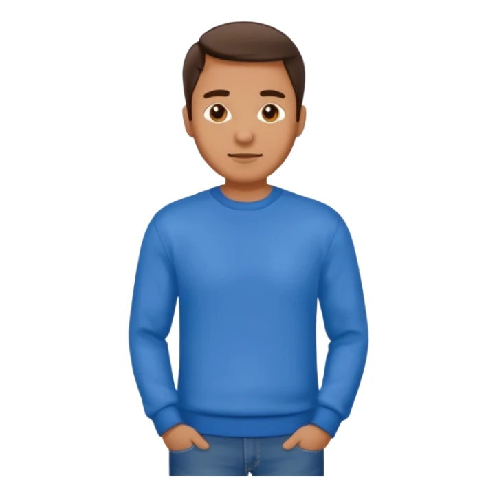 man in shirt with a blue jumper on top and blue jeans sticker