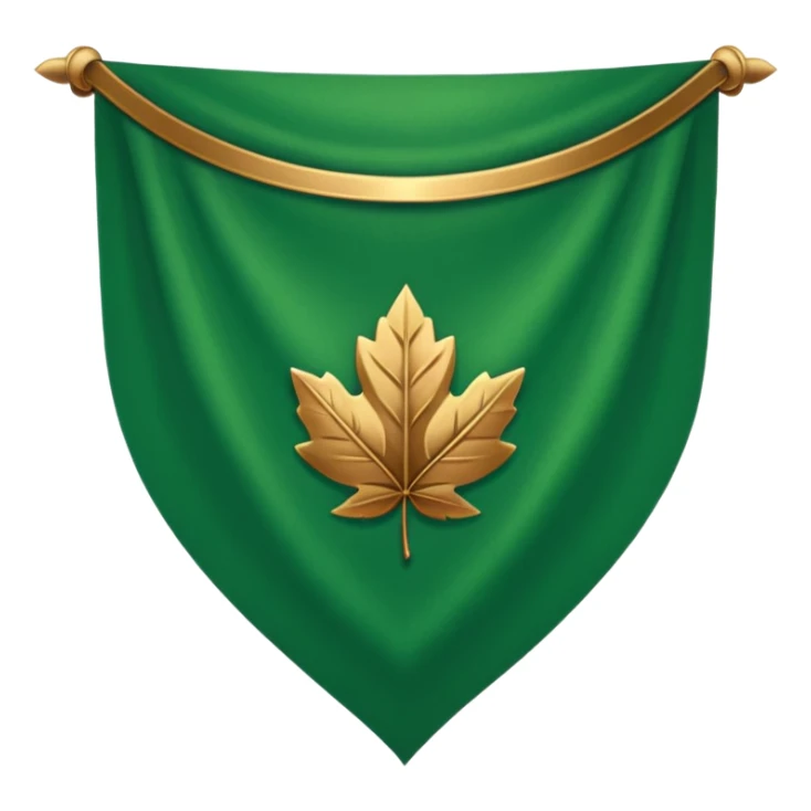 Leaf Banner — green cloth + bronze edge, Royal Banner. sticker