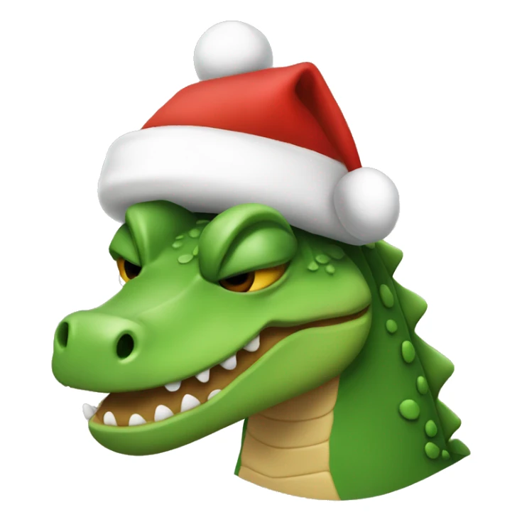 Cocodrilo con gorro de navidad en un trineo sticker