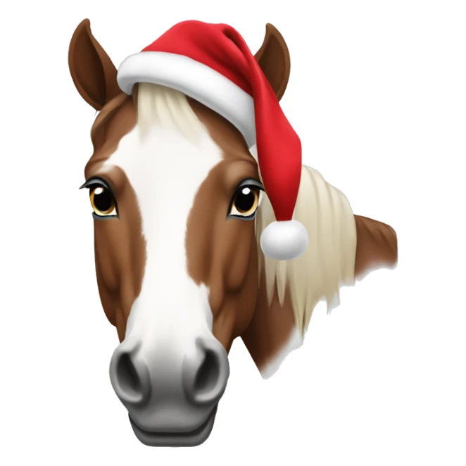 Paint horse wearing santas hat sticker