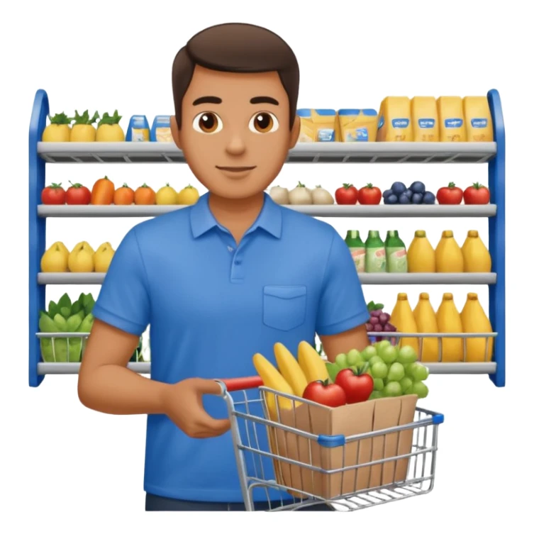 A man with a supermarket cart sticker