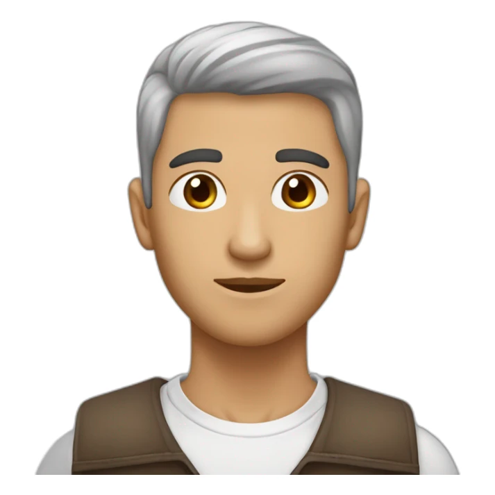 hombre joven de piel blanca, ojos marrones y tupé castaño sticker