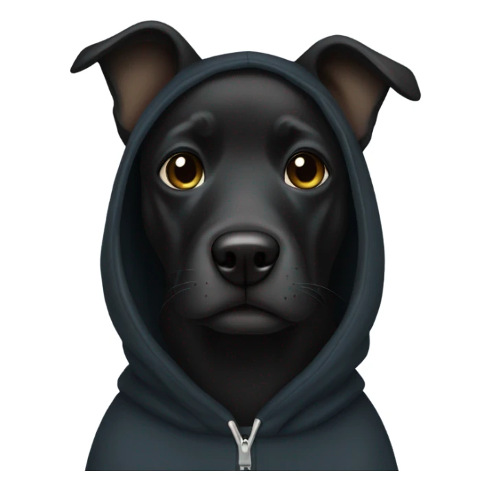 Black Dog wearing a hoodie sticker
