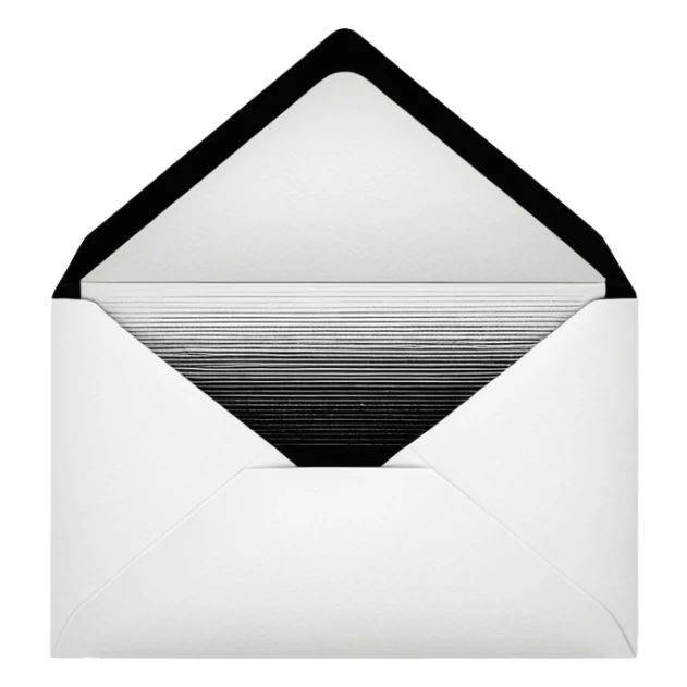 Open envelope + blank card, ink engraving, stipple + crosshatch ONLY (no smooth shading), pure black on pure white, high contrast, razor lines, chiaroscuro rays, tiny #fbcfe8 glow highlights --ar 16:9 --style raw --s 25 --no 3d render, gradient, soft shading, gray, shadow, text sticker