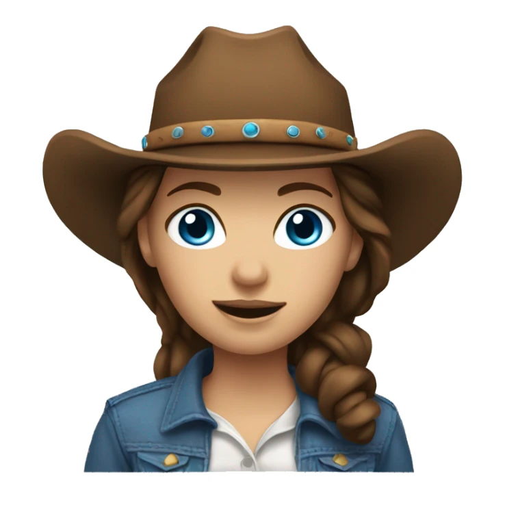 Cowgirl with brown hair and blue eyes sticker