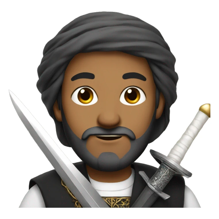 A Muslim leader with a beard and a sword  sticker